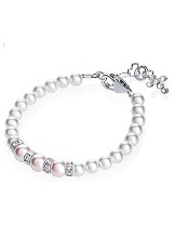 gorgeous itty-bitty pink pearl baby christening bracelets
